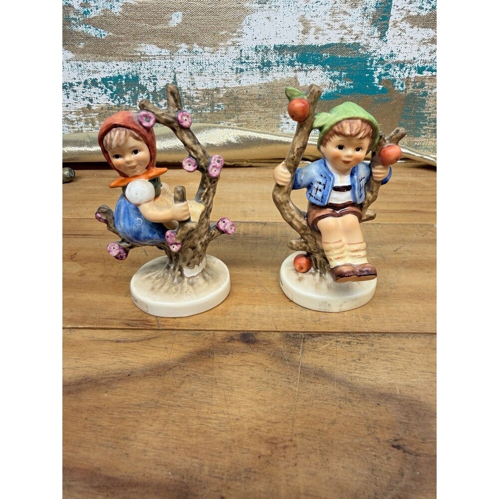 Vintage Hummel 141 3/0 & 142 3/0 Apple Tree Girl & Boy Goebel West Germany